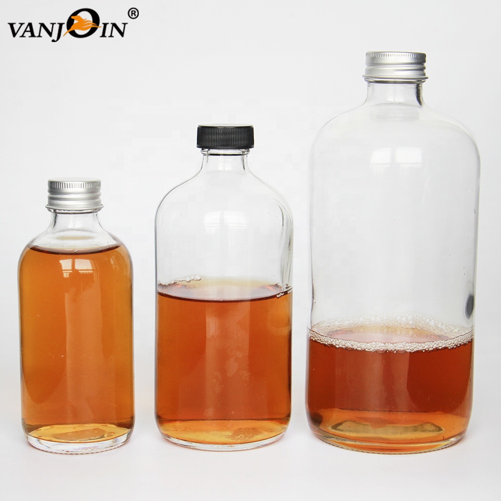 1000 ML Round Glass Bottle with 33-400 Plastic Metal Lid