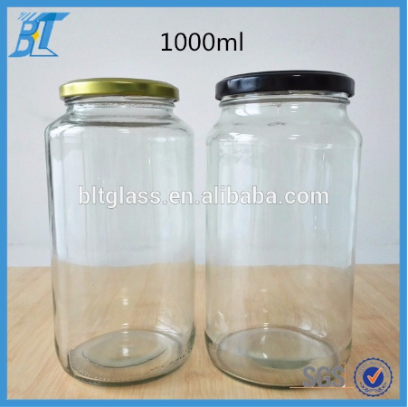 1000 ml 1 litre Canned garlic glass jar hermetic food jar for Pickled cucumber wholesale