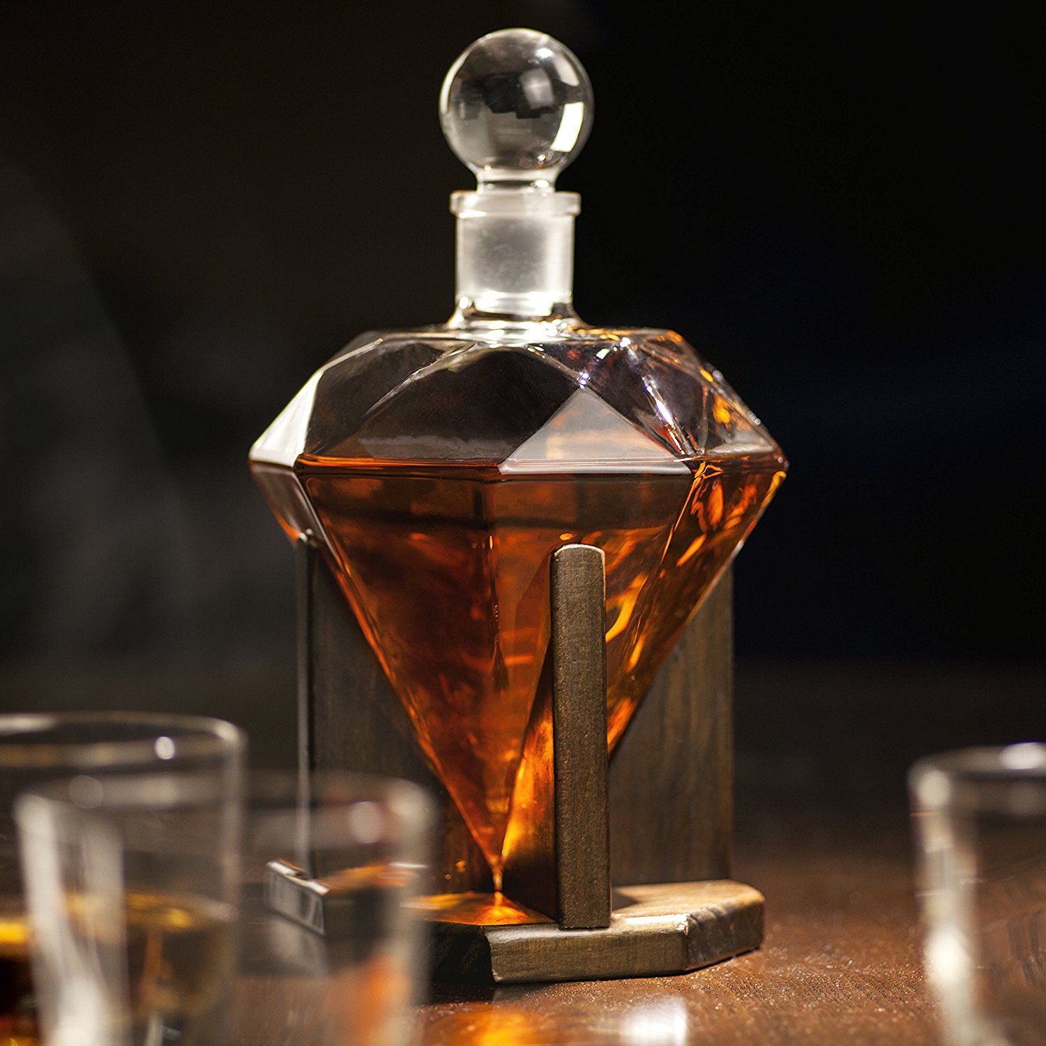 1000 ml Stocked Glass diamond decanter whiskey decanter with color box package