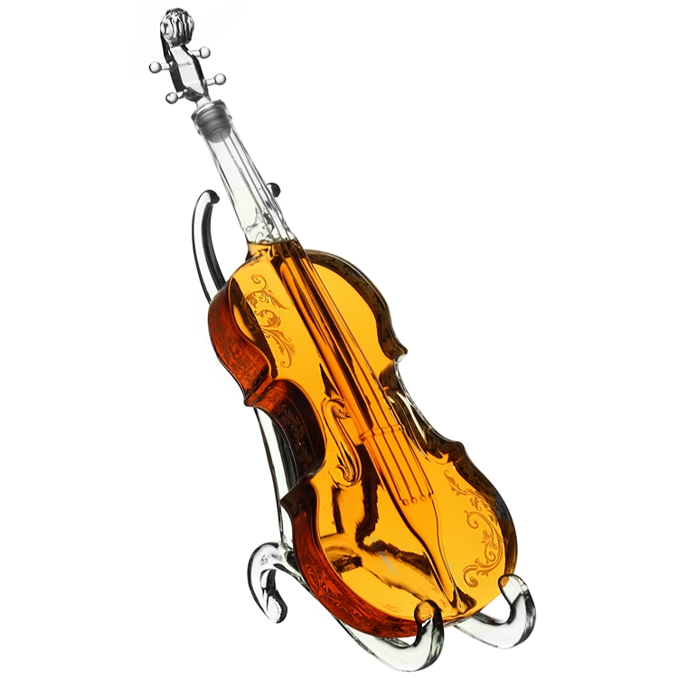 1000ML Handcraft Borosilicate Glass Violin Shaped Fancy Glass Wine Bottles / Glass Liquor Bottle / Glass Violin Bottle