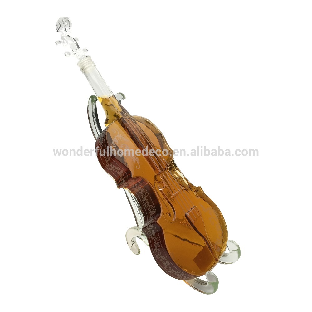 1000ML Handcraft Borosilicate Glass Violin Shaped Fancy Glass Wine Bottles / Glass Liquor Bottle / Glass Violin Bottle