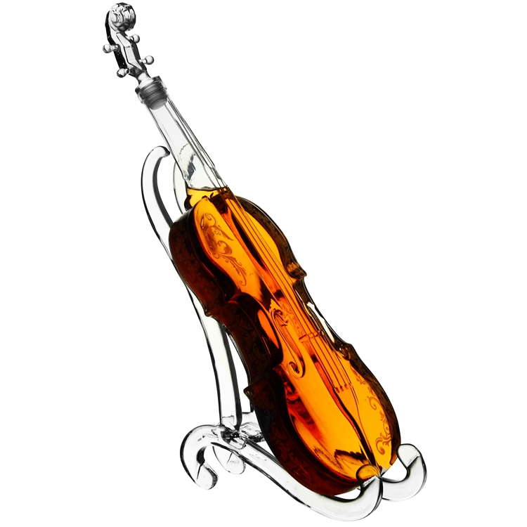 1000ML Handcraft Borosilicate Glass Violin Shaped Fancy Glass Wine Bottles / Glass Liquor Bottle / Glass Violin Bottle