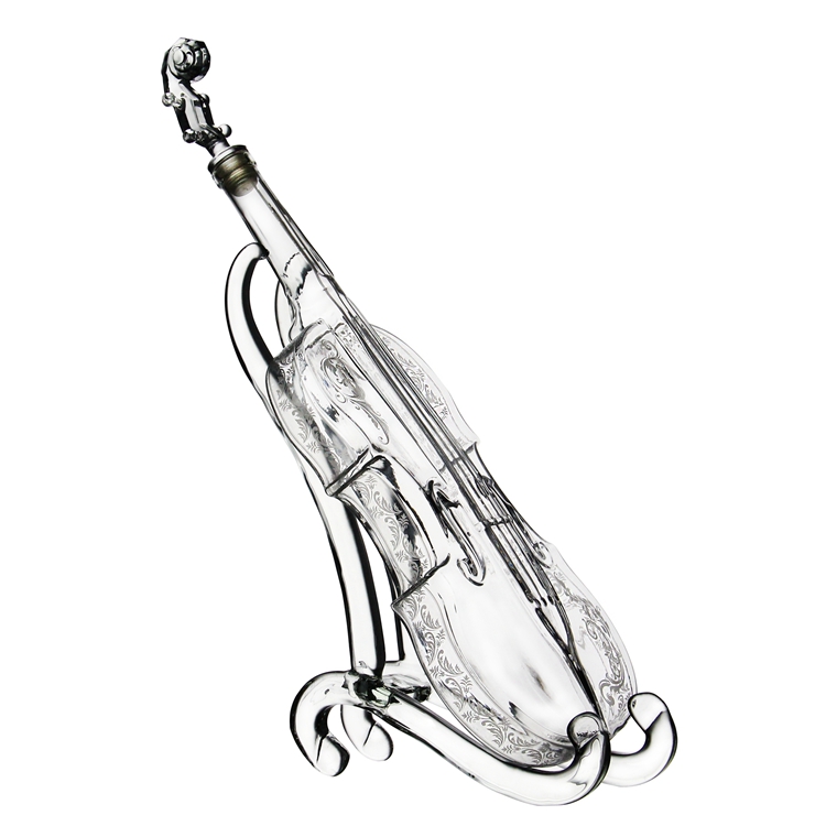 1000ML Handcraft Borosilicate Glass Violin Shaped Fancy Glass Wine Bottles / Glass Liquor Bottle / Glass Violin Bottle