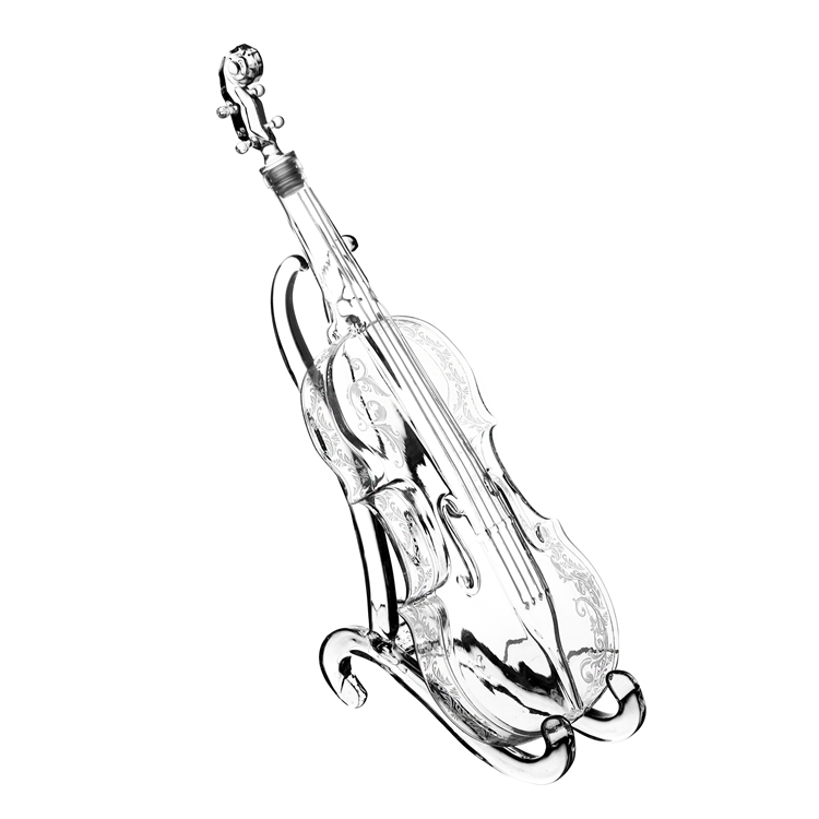 1000ML Handcraft Borosilicate Glass Violin Shaped Fancy Glass Wine Bottles / Glass Liquor Bottle / Glass Violin Bottle