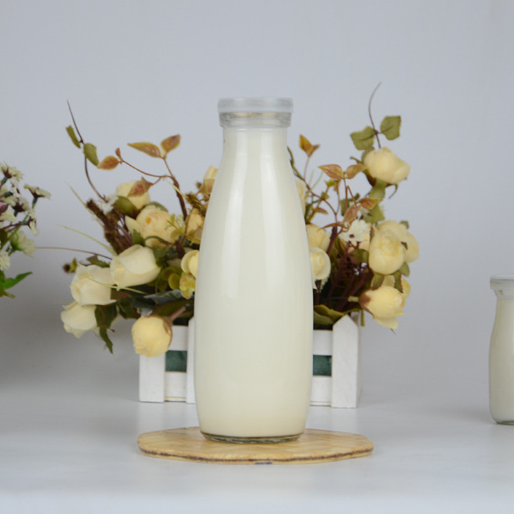 1000ML Logo Print Milk Beverage Bottle With PE Lid Tin Plate Lid