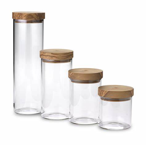 1000ML Square Candy Glass Jar,Glass Sugar Storage Jar With Bamboo Lid