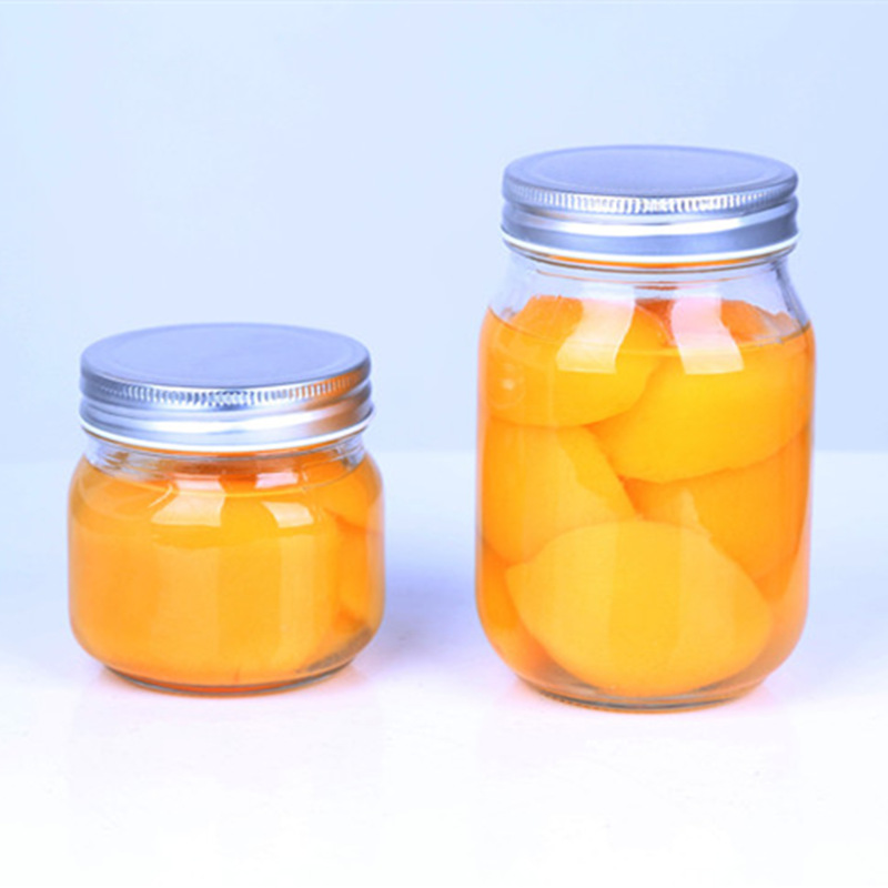 1000ML storage bottles square round glass jar with metal lid for honey jam and  pickles