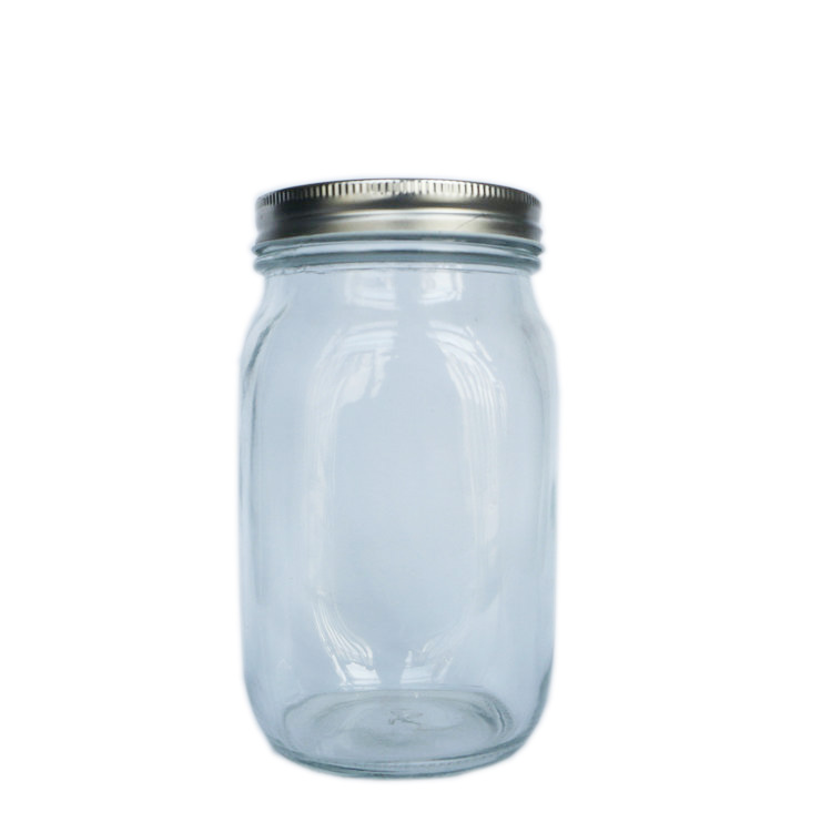 1000ml 1 liter 34oz open mouth plain square storage food promotion mason glass jar with silver one pieces lid