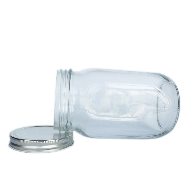 1000ml 1 liter 34oz open mouth plain square storage food promotion mason glass jar with silver one pieces lid