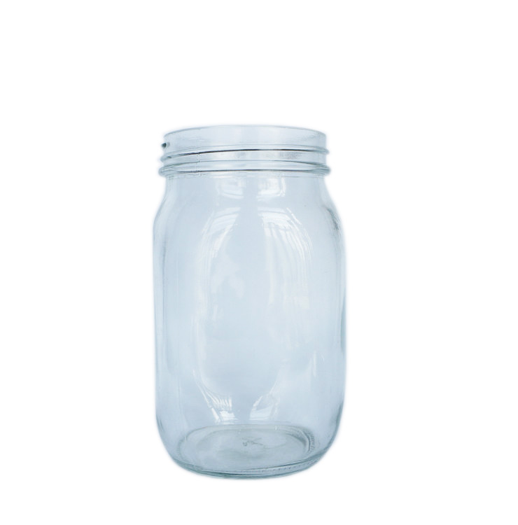 1000ml 1 liter 34oz open mouth plain square storage food promotion mason glass jar with silver one pieces lid