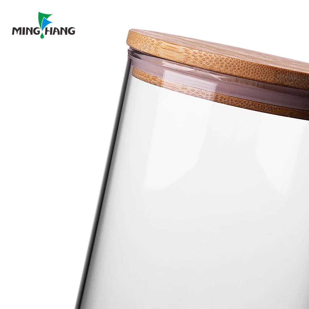 1000ml 1 ltr clear 200ml clip top round airless glass spice storage jar with bamboo lid and spoon