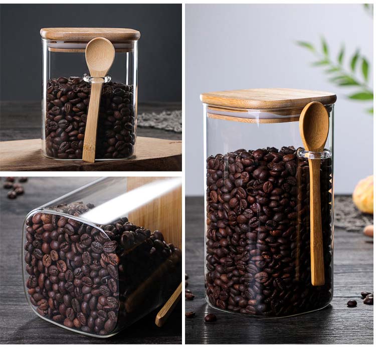1000ml 1200ml 1500ml Wholesale Heat Resistant Borosilicate Glass Jars Of 3 Square Style Glass Containers Food Canister Kitchen