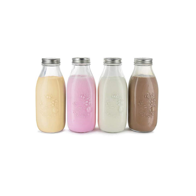 1000ml 1L Glass Milk Juice Beverage Bottle With Screw Cap