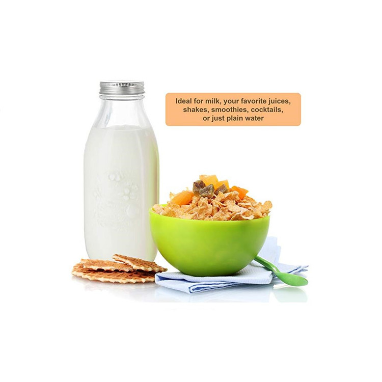 1000ml 1L Glass Milk Juice Beverage Bottle With Screw Cap