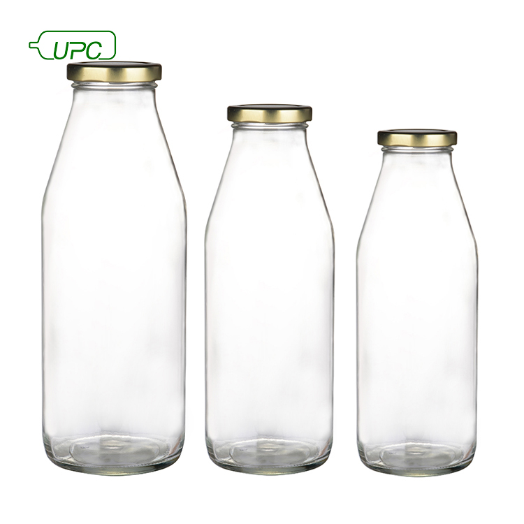 1000ml 1L clear glass bottle shape wide mouth empty milk glass bottle with metal lid