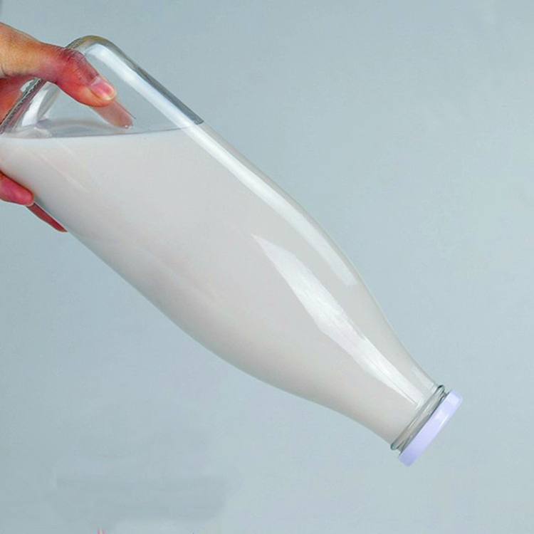 1000ml 1L shape wide mouth empty clear milk glass bottle glass soy milk yogurt with metal lid