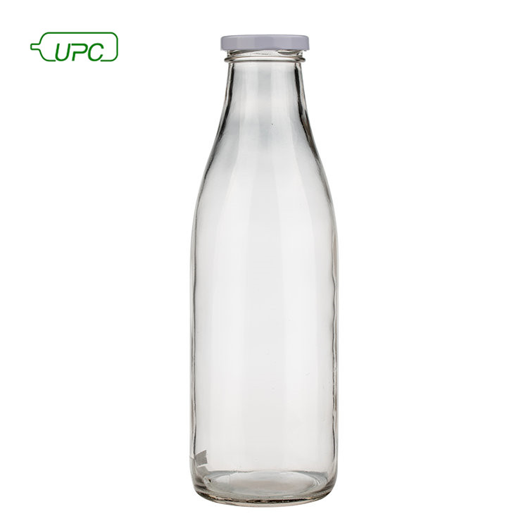 1000ml 1L shape wide mouth empty milk glass bottle with metal lid