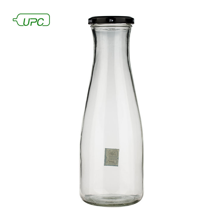 1000ml 1L shape wide mouth empty milk glass bottle with metal lid