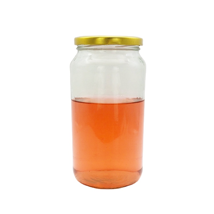 1000ml 32oz transparent round glass pickle jar coconut oil jar with 82mm sealed golden metal lid