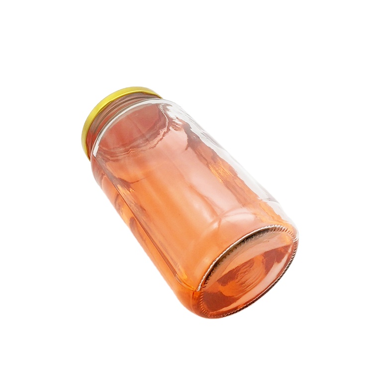 1000ml 32oz transparent round glass pickle jar coconut oil jar with 82mm sealed golden metal lid