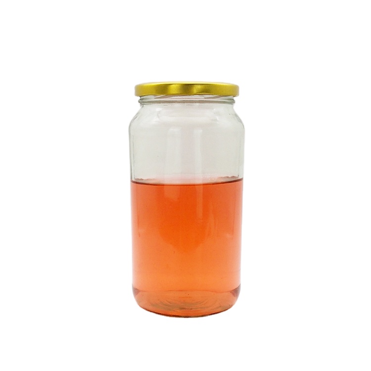 1000ml 32oz transparent round glass pickle jar coconut oil jar with 82mm sealed golden metal lid