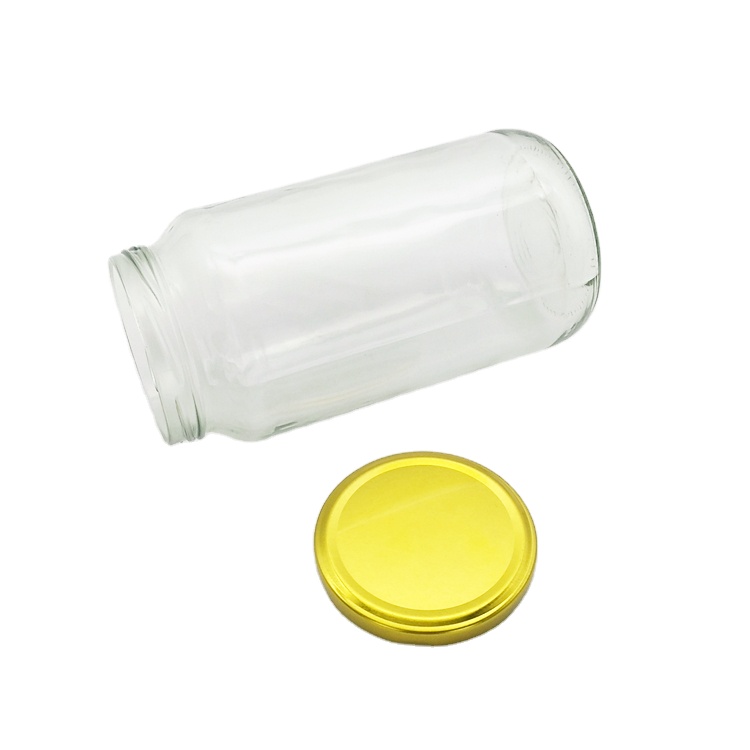 1000ml 32oz transparent round glass pickle jar coconut oil jar with 82mm sealed golden metal lid