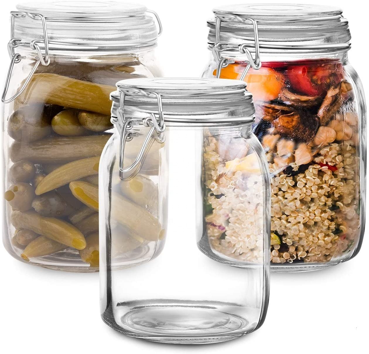 1000ml 34OZ big size glass food storage jar with clip glass lid