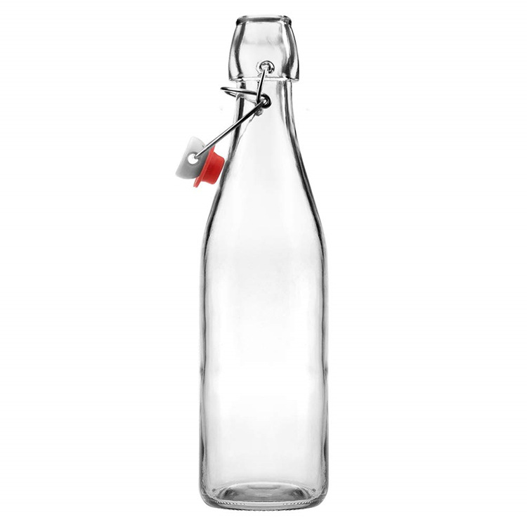 1000ml 500ml 250ml Square Shape Swing Top Clear Sealed Glass Storage Bottles for Drinks