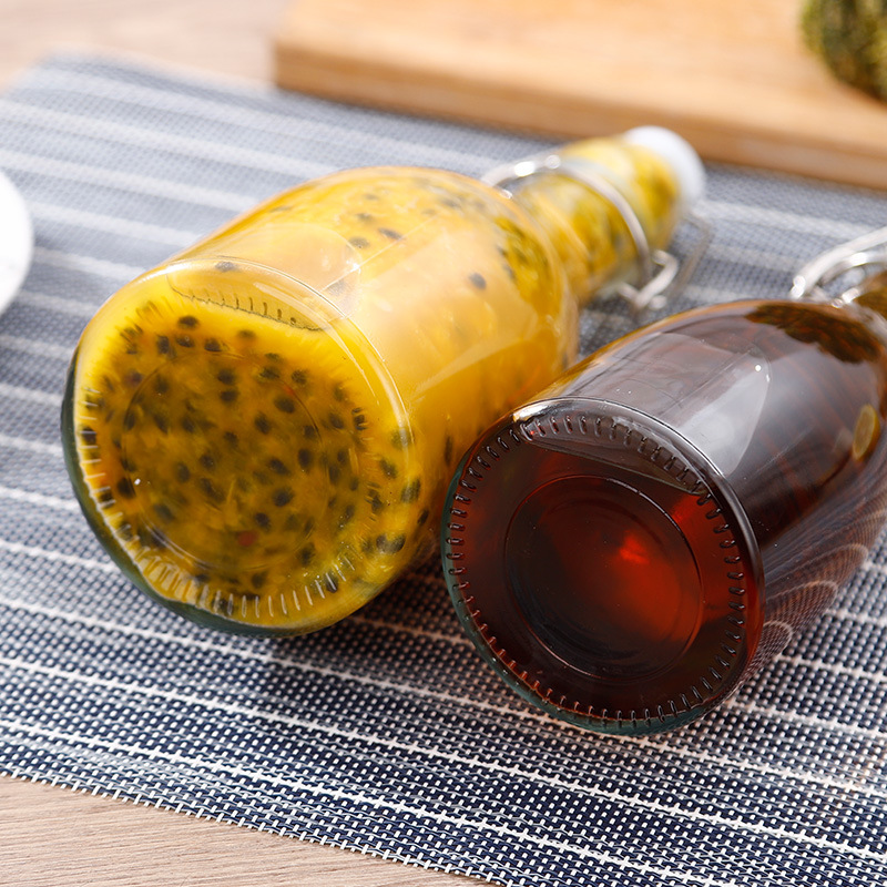 1000ml 500ml 350ml Kitchen Use Swing Top Clear Sealed Glass Storage Bottles for Beverage