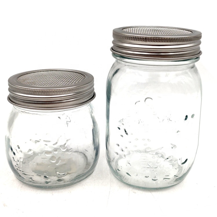 1000ml 500ml Glass Seed Sprouter Mason Jars with with Stainless Steel Screen Lids