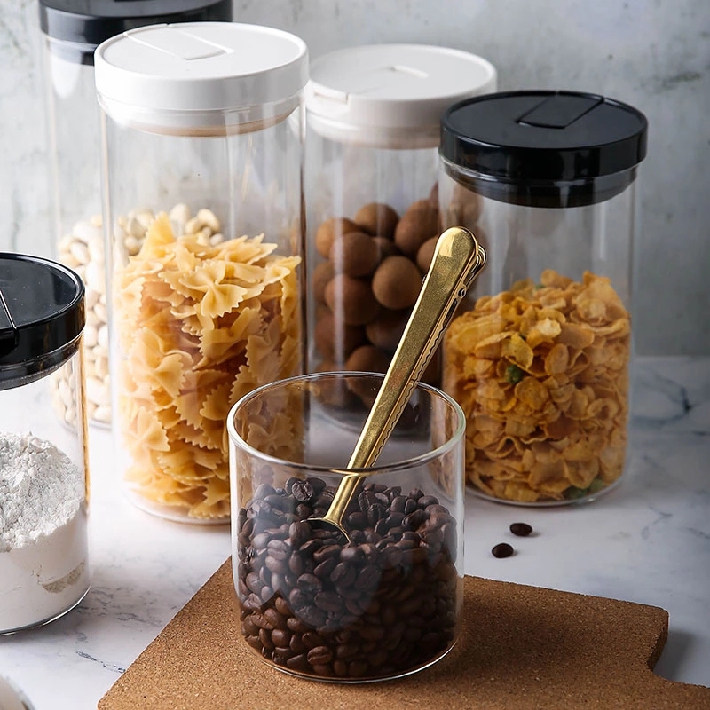 1000ml Glass Storage Jar with Airtight Seal Buckle Plastic Lid