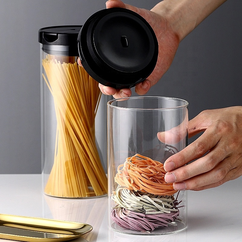 1000ml Glass Storage Jar with Airtight Seal Buckle Plastic Lid