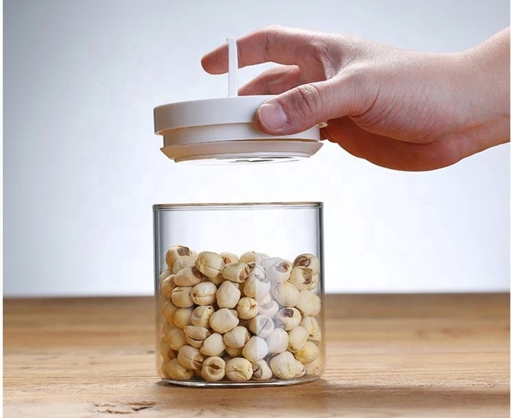 1000ml Glass Storage Jar with Airtight Seal Buckle Plastic Lid