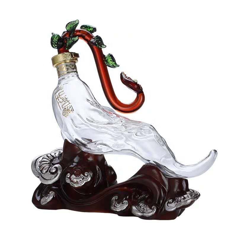 1000ml Handmade Borosilicate Deer Animal Shaped Clear Glass Wine Bottle Whiskey Alcohol Decanter