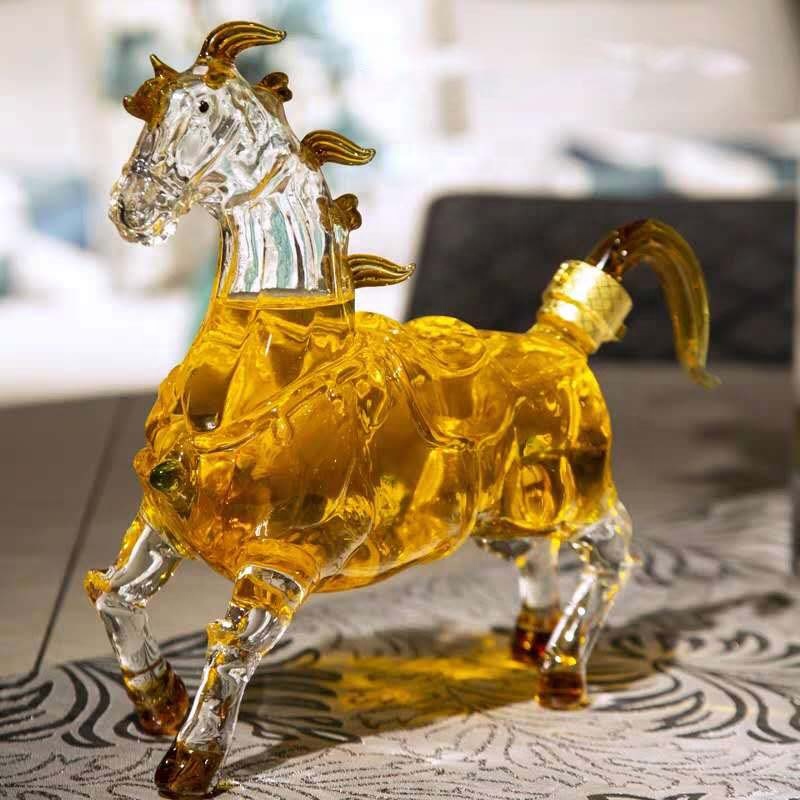 1000ml Handmade Borosilicate Deer Animal Shaped Clear Glass Wine Bottle Whiskey Alcohol Decanter