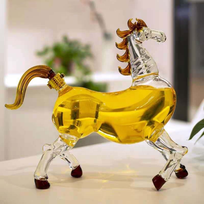 1000ml Handmade Borosilicate Deer Animal Shaped Clear Glass Wine Bottle Whiskey Alcohol Decanter