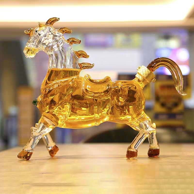 1000ml Handmade Borosilicate Deer Animal Shaped Clear Glass Wine Bottle Whiskey Alcohol Decanter