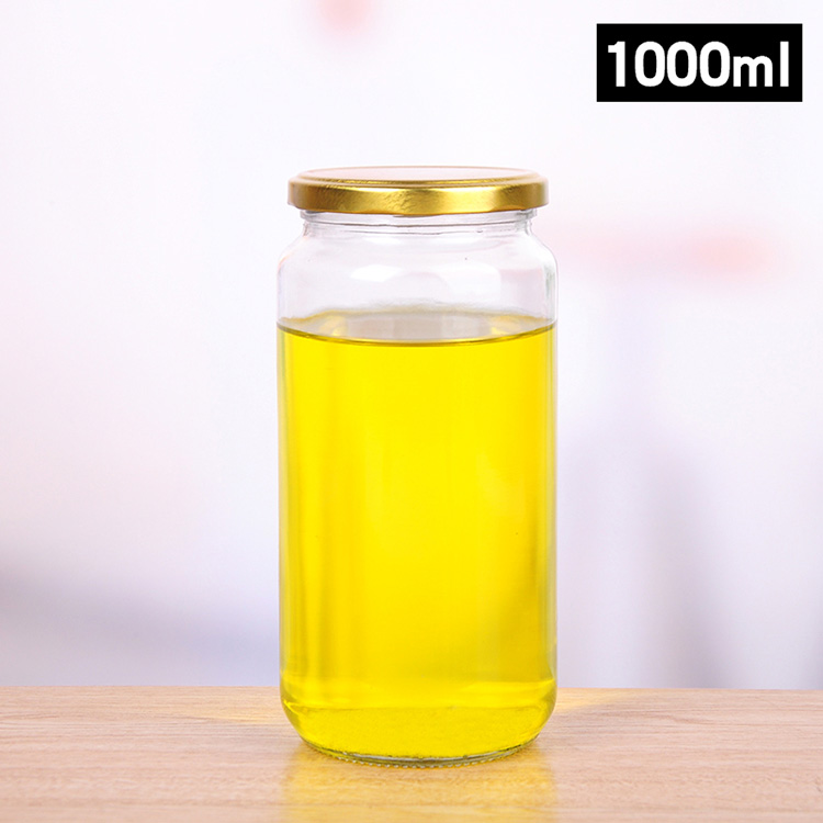 1000ml Large Capacity 1L Pickle Canning Food Container 36oz Empty Glass Jar with Screw Top Tin Lid
