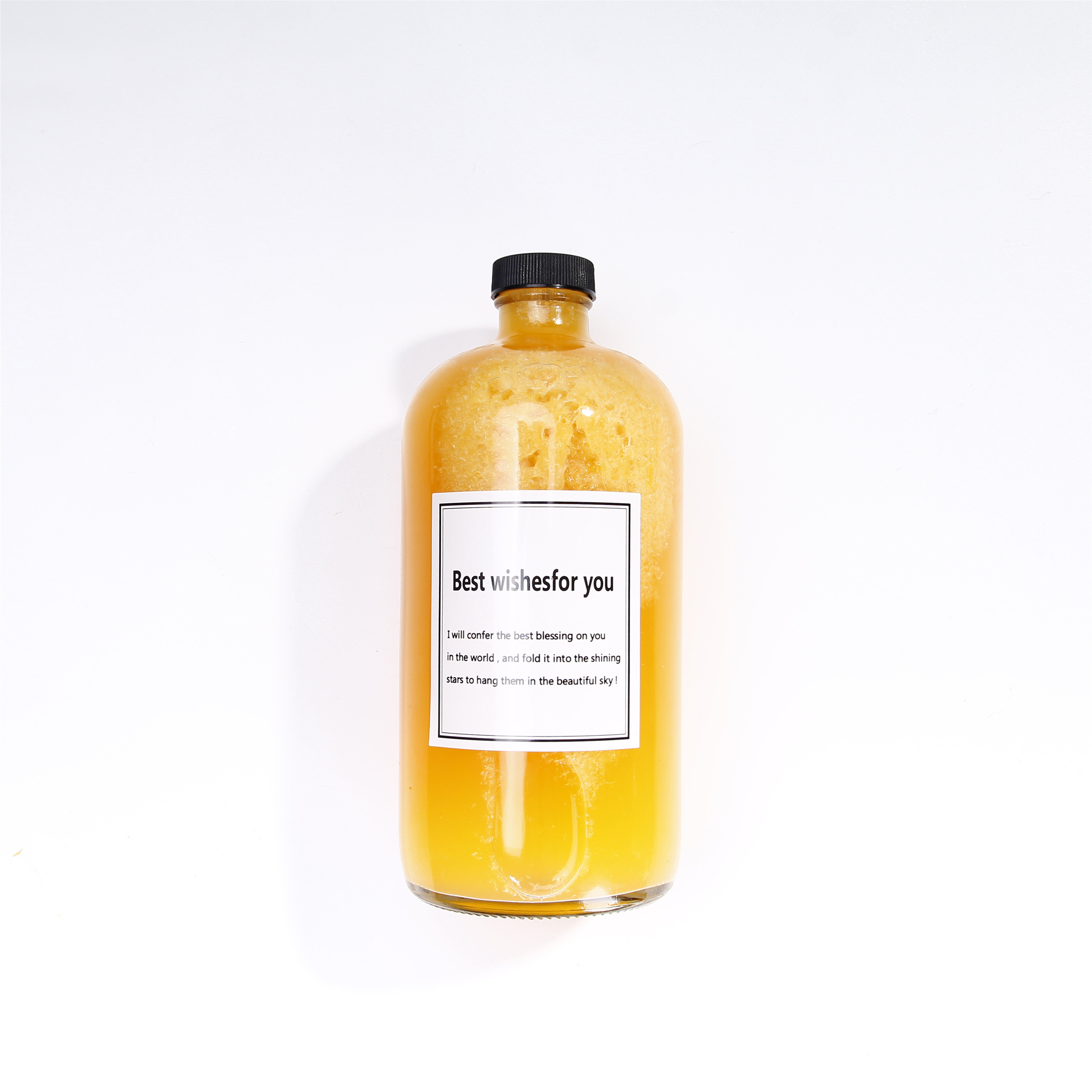 1000ml Round Clear Glass Beverage Bottle in Bulk Coffee Storage Glass Bottle For Ice Juice Kombucha