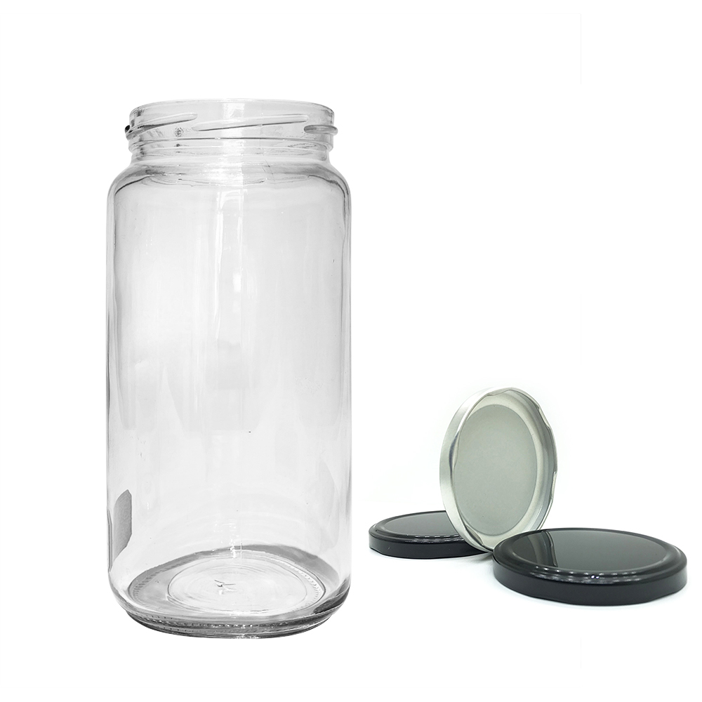 1000ml Round Empty Glass Jar for Pickles Coconut Oil Storage