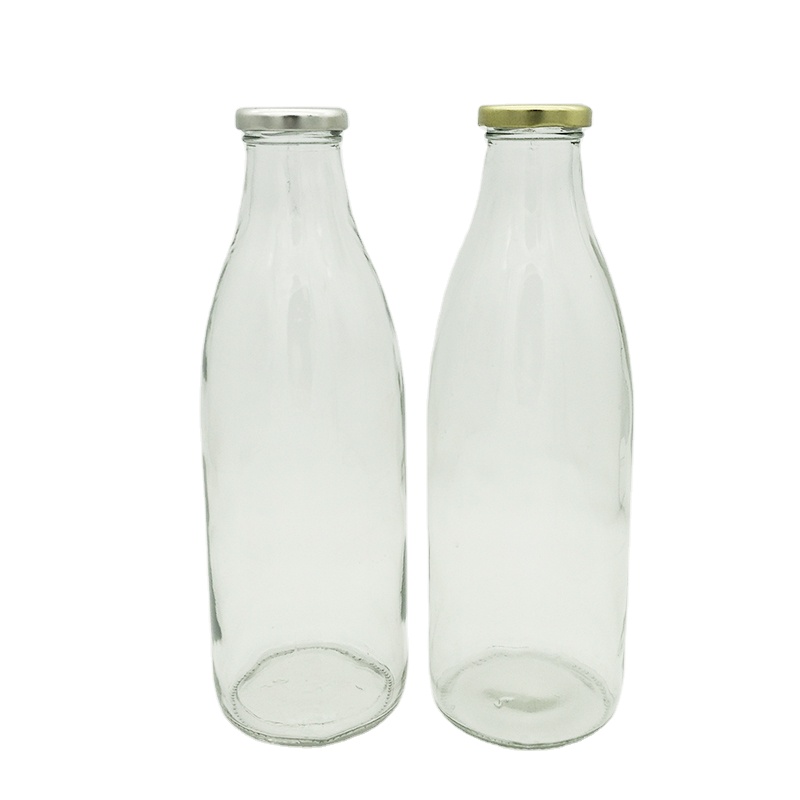 1000ml Transparent Color Milk Glass Bottle with Metal Screw Cap
