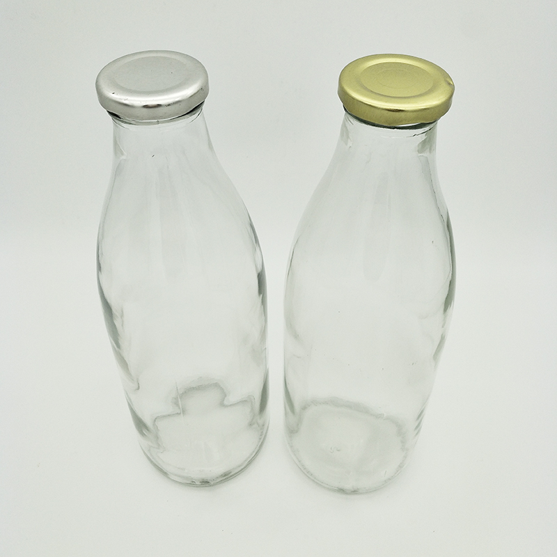 1000ml Transparent Color Milk Glass Bottle with Metal Screw Cap