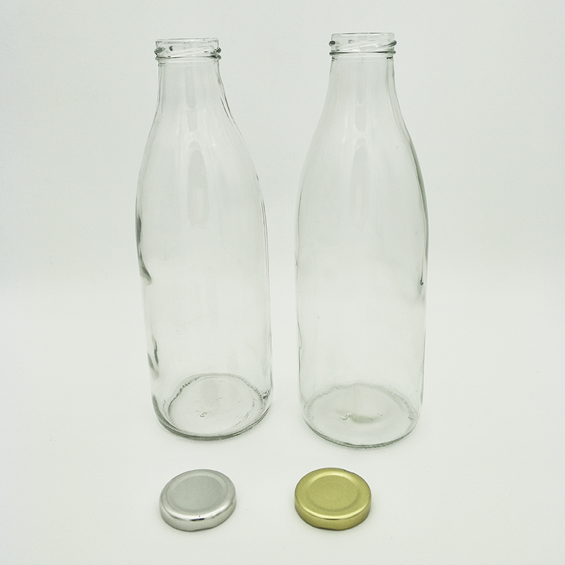 1000ml Transparent Color Milk Glass Bottle with Metal Screw Cap