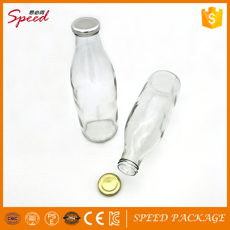 1000ml Transparent Color Milk Glass Bottle with Metal Screw Cap