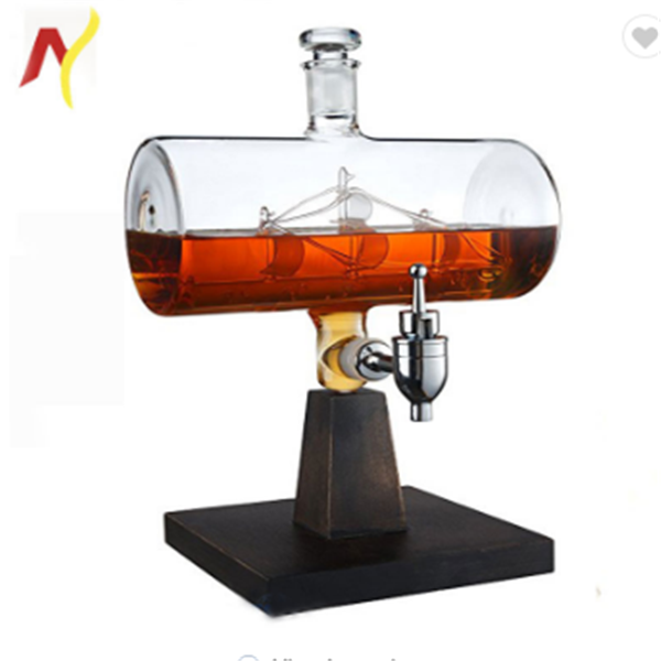 1000ml boat inside glass vodka bottle