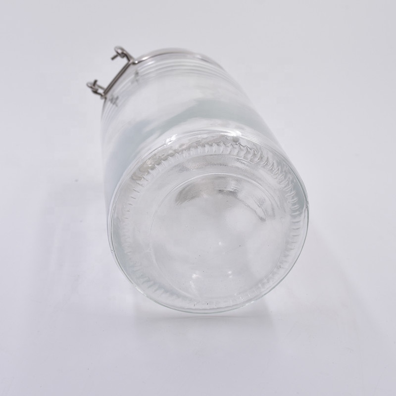 1000ml clear round swing top stainless steel clip top hermetic sugar jar glass storage jars for biscuit with airtight glass lids