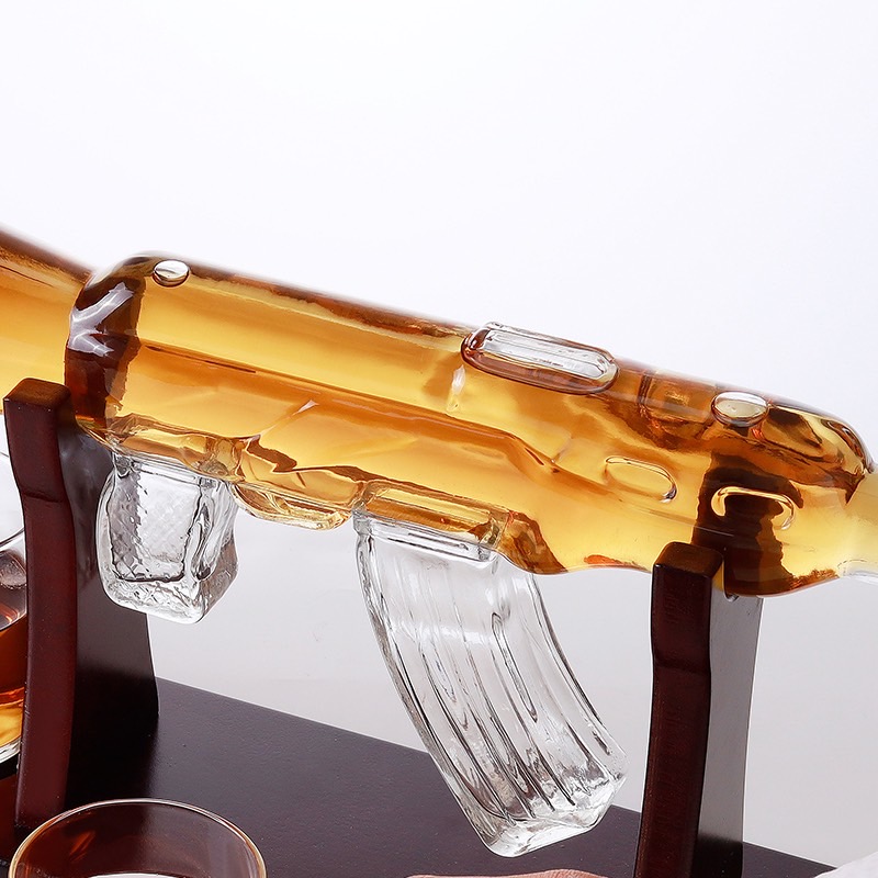 1000ml custom super clear flint gun shaped glass bottles / unique shaped wine glass bottles / shaped liquor bottles