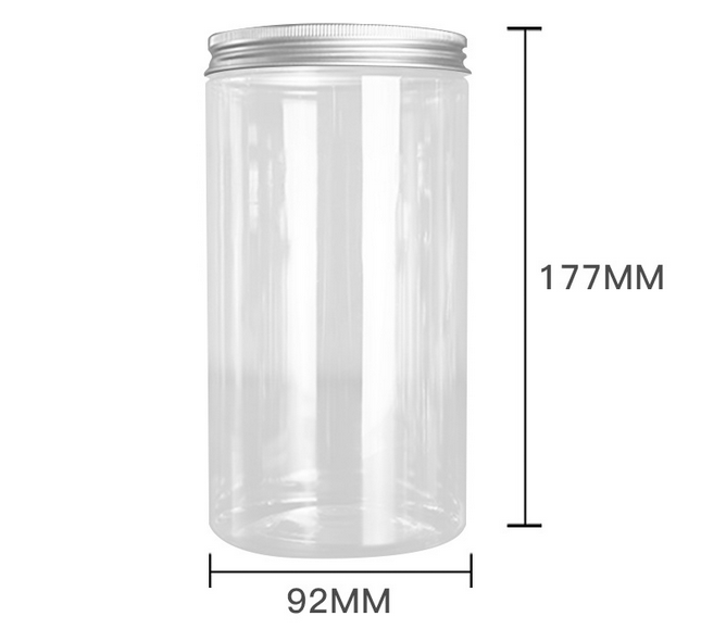 1000ml diameter 92mm high 177mm pet food grade empty plastic packaging jars with lids for nut biscuits
