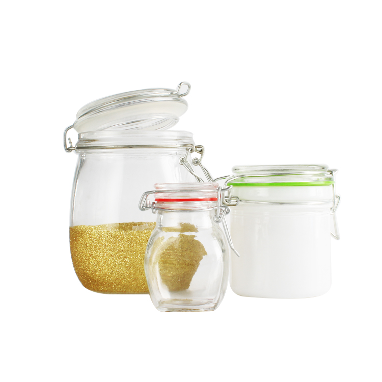 1000ml good quality unbreakable Glass Storage Jar with lid clip