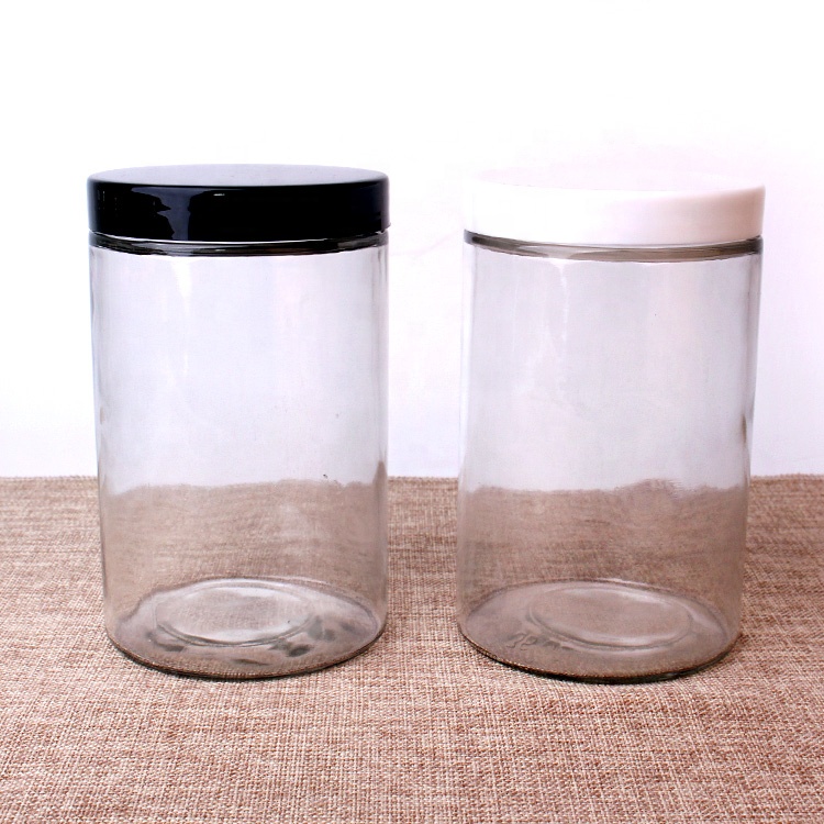 1000ml round airtight glass rice bean cereal canning food storage jars with plastic lid